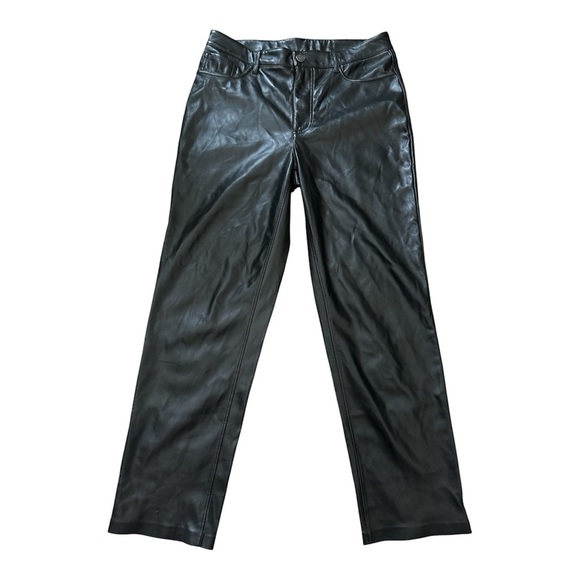 Joie Pants - JOIE VEGAN LEATHER FAUX SUEDE LINING BLACK STRAIGHT LEG PANTS SIZE 8